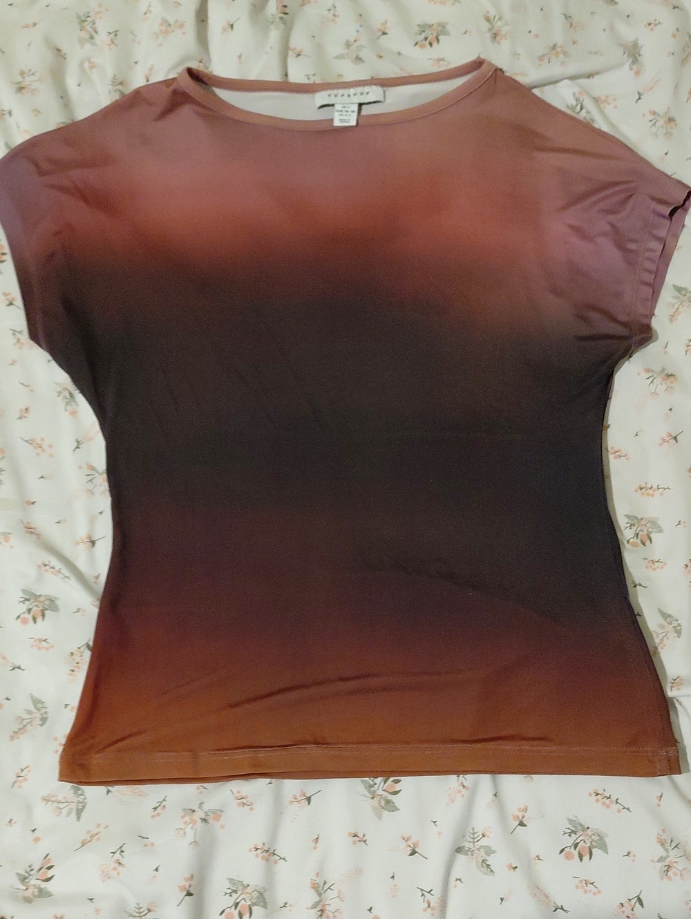 Topshop Ombre Brown and Black Short-Sleeve Tee